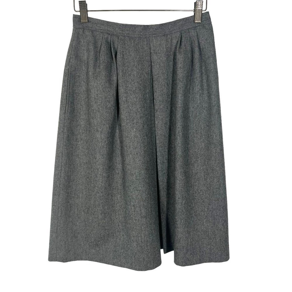 Vintage 90s Evan Picone Grey Wool Blend A Line Knee Length Small